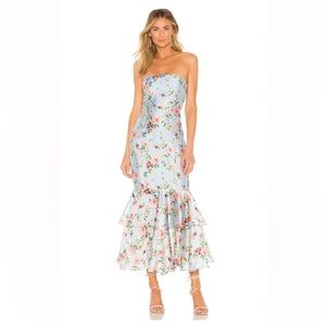 Majorelle Belinda Midi Dress in Blue Fluer